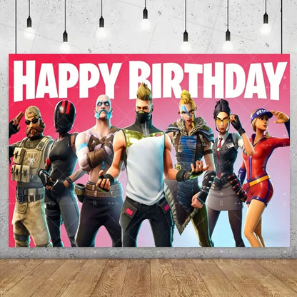 Fortnite Game Theme Birthday Party Decoration Background Fortnite Gamer Banner Boys Girls Photography Supplies Backdrop Kid Gift