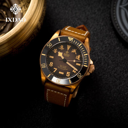 IPOSE IX&DAO 2025 New Bronze Men's Automatic Mechanical Watch PT5000 Sapphire Retro Leather Waterproof 20Bar Reloj Hombre