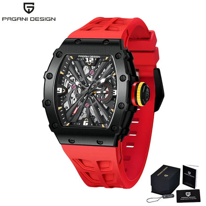 PAGANI DESIGN 42 MM Herren-Skelett-Quarzuhr Japan VH65 Saphirglas Edelstahl 50M wasserdicht Armbanduhren PD1738 Neu