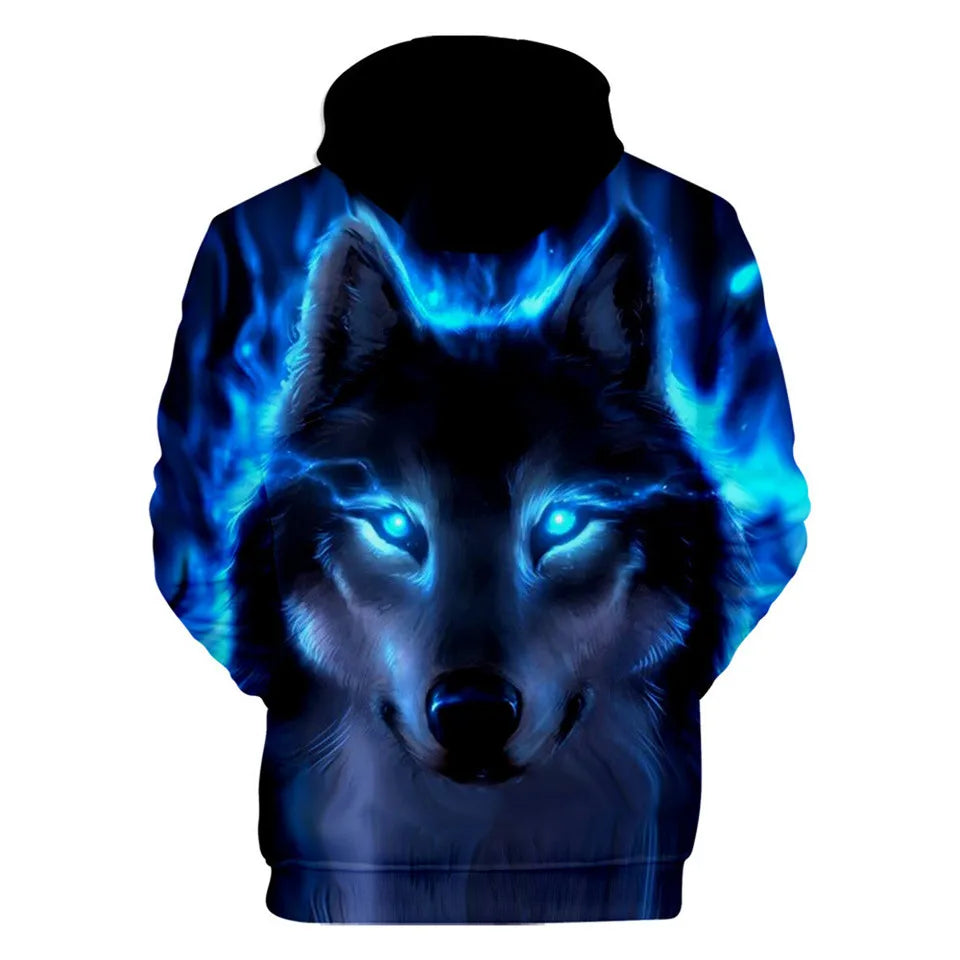 Cool Space Galaxy Wolf Hoodie Hoodies Men Bright Wolf Fashion Handsome Wolf Hoodies Spring Autumn Pullovers Sweatshirts Sweat