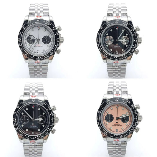 Fashions 39.5MM Quartz Watch VK64 Chronograph Men's Watch Sapphire Glass design vintage Watch Wristwatches Calendar