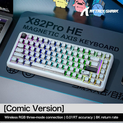 ATTACK SHARK X82Pro HE Wireless Magnetic Axis Gaming Keyboard 8KHz Rate 0.01mm RT Precision 5000mAh Tri Mode RGB 82 Keys PBT