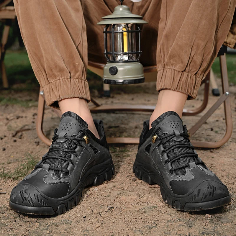 HIKEUP Comode scarpe da trekking da uomo, scarpe da uomo impermeabili con suola in gomma, scarpe da escursionismo resistenti all’usura e antiscivolo