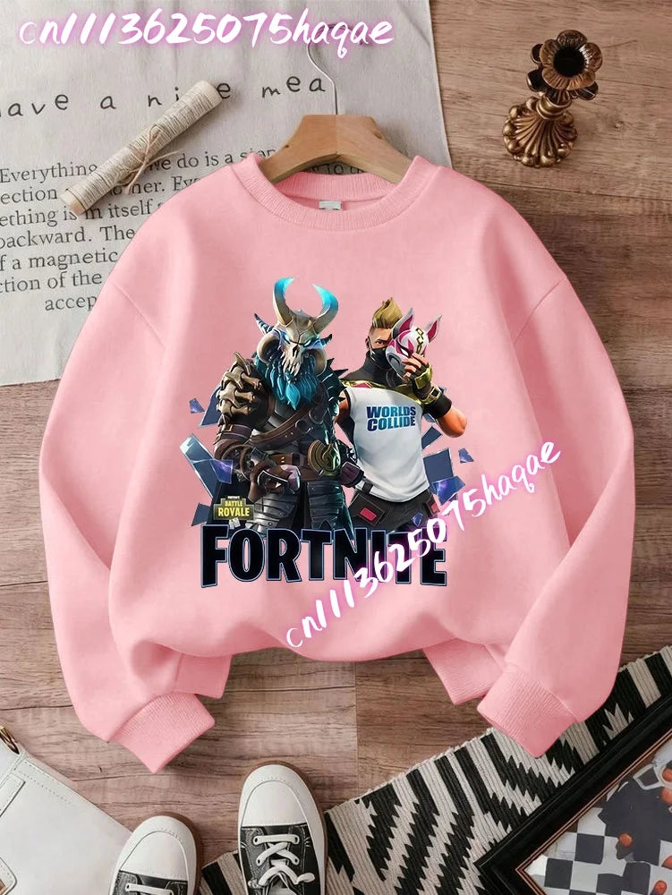 Fortnite Children Long-Sleeved Girls Streetwear Boys Baby Sweatshirt Pullover Sweatshirt Anime Fashion Kid Clothing Tops Gift