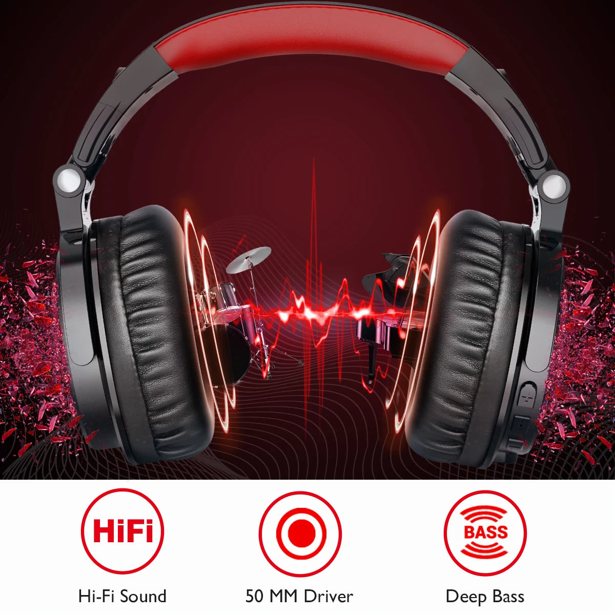OneOdio Pro-M kabellose Gaming-Kopfhörer Bluetooth 5.2 HiFi-Stereo-Headset 110H Akkulaufzeit mit Mikrofon, tiefer Bass, faltbare Over-Ear-Kopfhörer