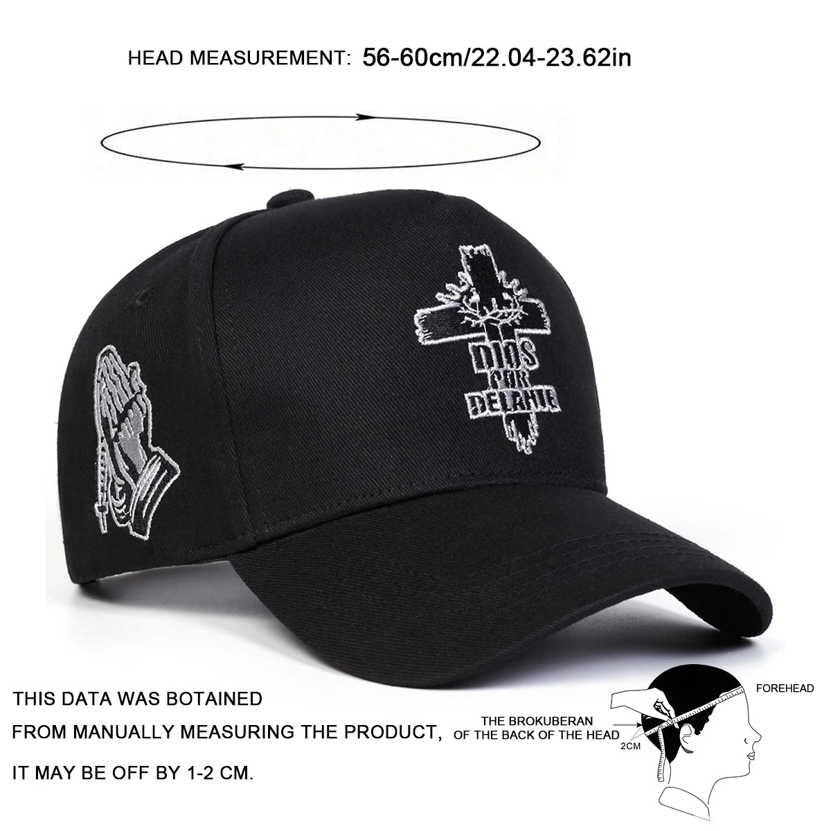 Unisex DIOS POR DELANTE Cross Embroidery Baseball Caps Spring Autumn Outdoor Adjustable Casual Hats Sunscreen Hat Sports Cap
