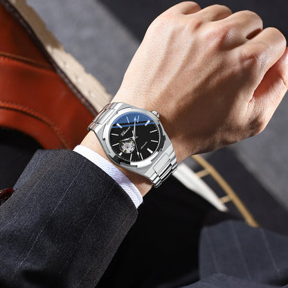 Men's Fully Automatic Mechanical New Trend Steel Strip Business Hollow Waterproof Male Fashion Wristwatches High End Gifts