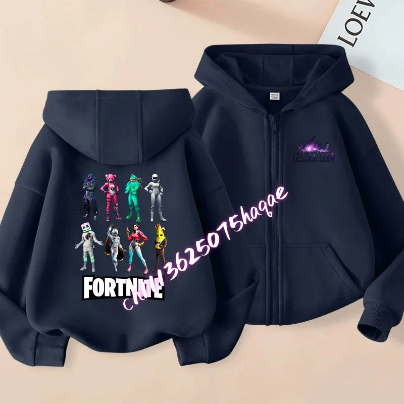 New Fortnites Child Zip-up Hoodie Cartoon Anime Hoodies Casual Breathable Kids Boys Coat Jackets 2026 Spring Children Clothing
