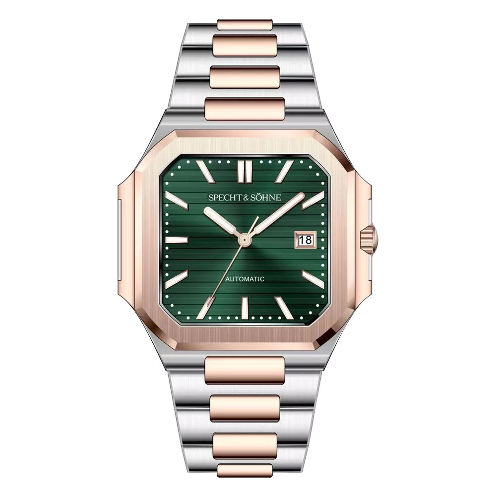 2025 Specht & Söhne Men's Classic Cubic Automatic Mechanical Watch 50M Waterproof Luminous Sapphire Crystal Reloj Hombre 41MM