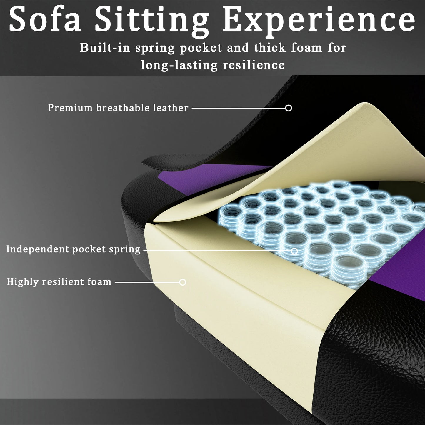 Ergonomic Gaming Chair with Footrest, Pocket Spring Cushion Computer Chair, PU Leather Reclining Gaming Chair for Adults, Adjustable Office Chair