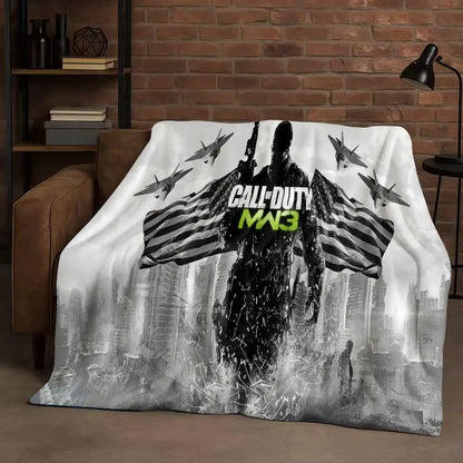 3D Classic Gun Game Call of Duty COD Ghost Simon Flannel Blanket,Ultra Soft Warm Plush Throw for Home Bedroom Bed Sofa Cover Kid