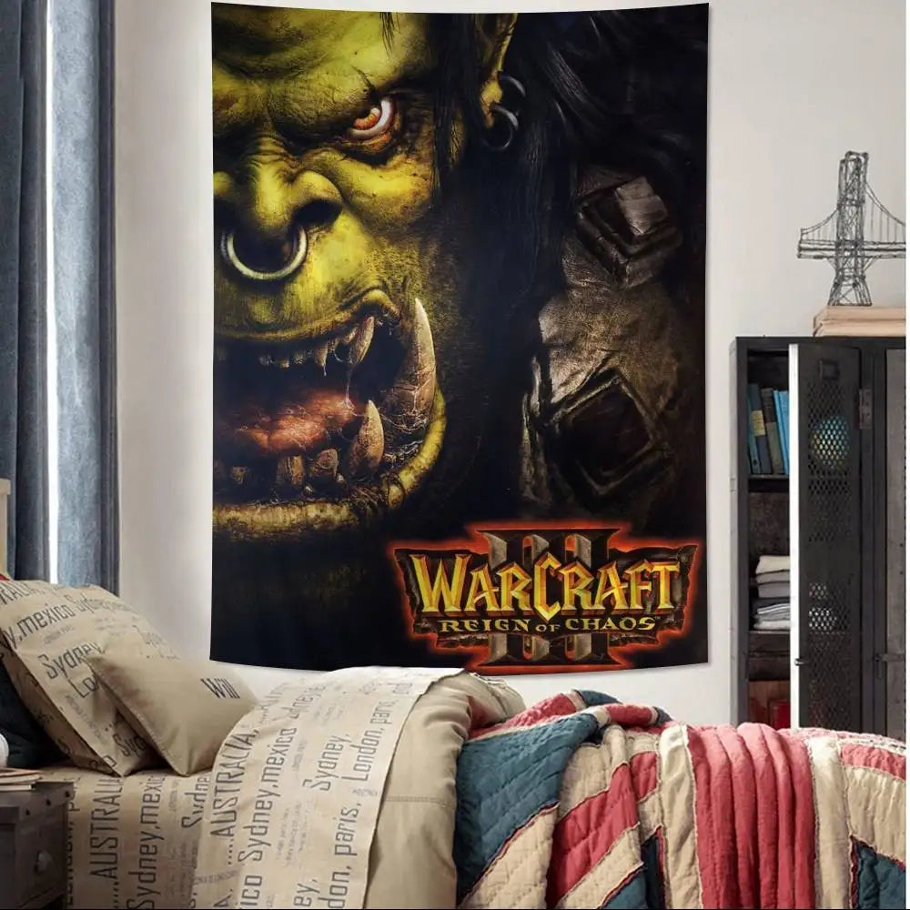 Duża drukowana makatka ścienna World Of Warcraft Hot Game, tania hipisowska dekoracja ścienna, boho makatki ścienne z mandalą, dekoracja do domu