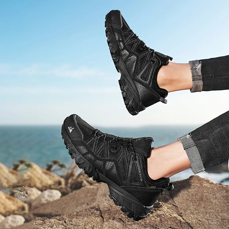 HIKEUP Sneakers traspiranti, ammortizzate e antiscivolo - Scarpe da trekking da uomo - Scarpe da corsa e trekking - Scarpe da montagna per attività all'aperto da uomo