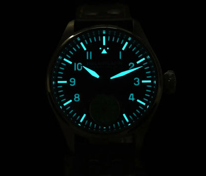 Hruodland 2025 New Men's Mechanical Watch Seagull ST3620 Retro Pilot 43MM BGW-9 Luminous Sapphire Crystal Turbine Watch