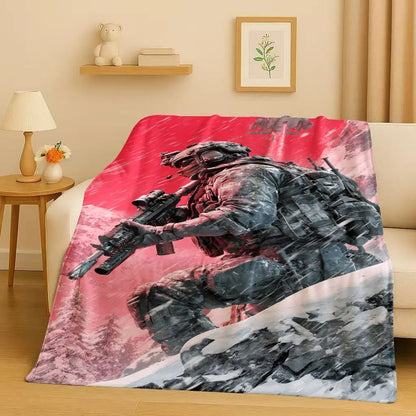 HD Classic Gun Game Call of Duty COD Ghost Simon Flannel Blanket,Ultra Soft Warm Plush Throw for Home Bedroom Bed Sofa Cover Kid