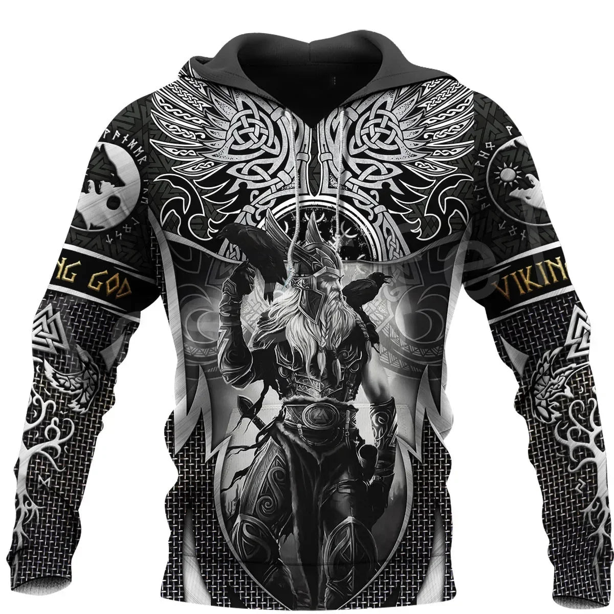 2023 New Autumn Men's Hoodie Wolf Print 3D Sweatshirts Urban Trendy All-Match Oversized Tops Poleron Hooded Clothes Men's Clothing