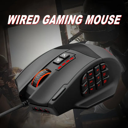 E-YOOSO X-39 programmierbare Gaming-Maus, kabelgebundene RGB-Maus mit 18 Tasten, 8 herausnehmbaren Gewichten, 5 DPI-Stufen, ergonomischem Griff für Computer