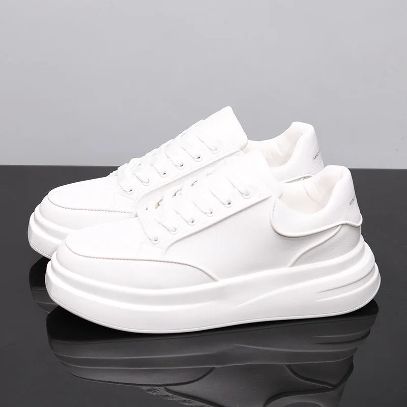 Zapatos blancos pequeños para pareja, zapatos de hombre, zapatillas deportivas de mujer, zapatillas de hombre, zapatillas deportivas informales con aumento de altura en el interior
