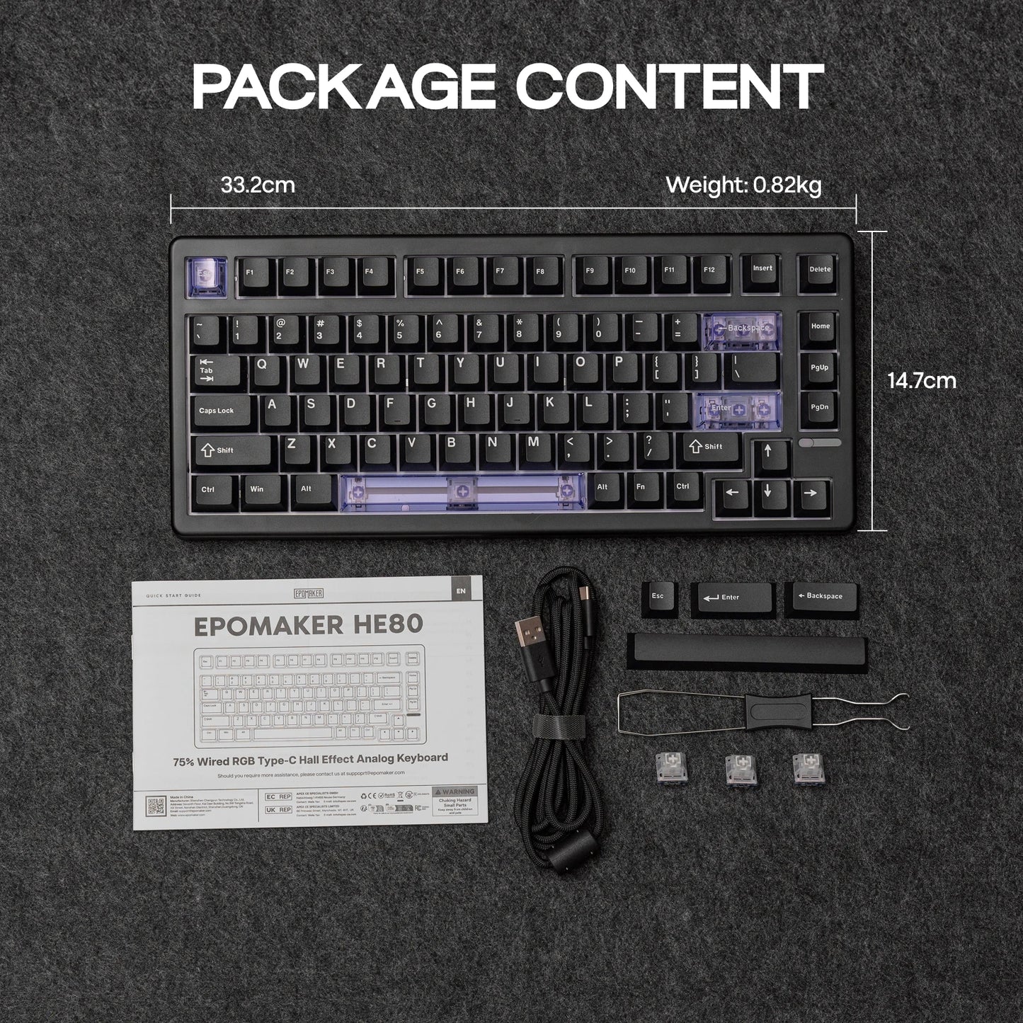 EPOMAKER HE80 75% US-QWERTY-Layout Hot-Swap Creamy Gasket kabelgebundene magnetische mechanische Tastatur mit Hall-Effekt, DKS SOCD für PC/Mac