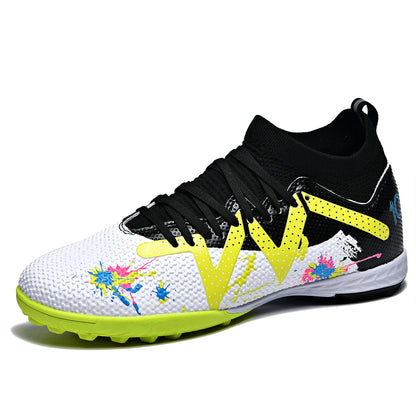 TF Turf Soccer Shoes PU Fabric Breathable Upper Rubber Sole Wear Resistant Anti Slip Men Women Kids Youth Training Sneakers