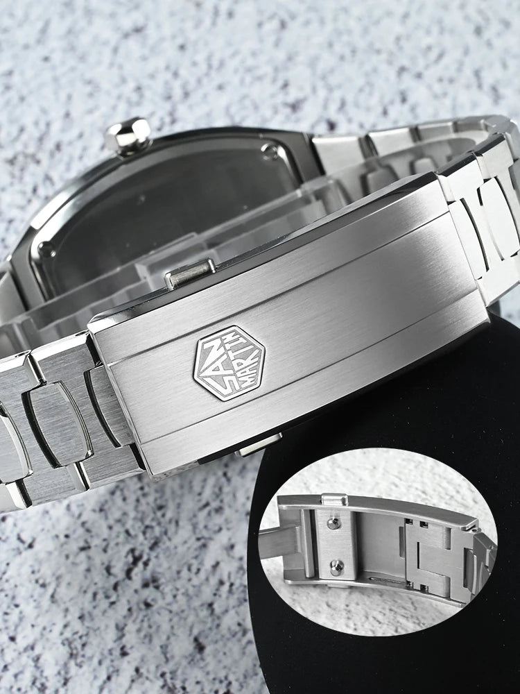 San Martin 39.5mm Tonneau Luxury Men Watch Mineral Dial Casual Sports PT5000 SW200 Automatic Mechanical Sapphire Luminous SN0145