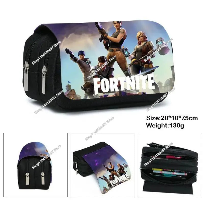 Fortnite Kids Pencil Bags Multifunctional Stationery Box Children's Large Capacity Double Layer Stationery Bag