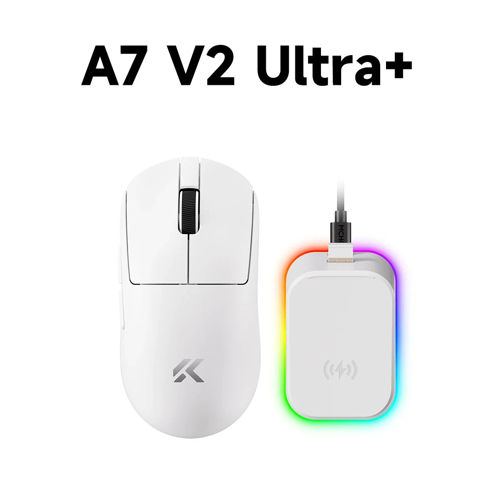 MCHOSE A7 V2 mouse da gaming wireless leggero, doppia frequenza di polling 8,000Hz, PAW3950 TI, mouse per gaming, eSport e ufficio