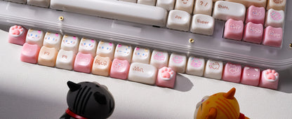 XVX 148 Keys Cat Theme Keycaps MAO Profile Key Cap Korean Glossy Cute Keycap for Keyboard 61 64 68 78 87 96 98 104 108
