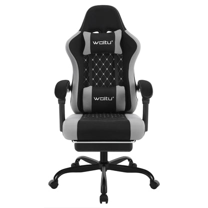 WOLTU Swivel Computer Chair with Massage Function Ergonomic Office Chair with Pillow & Footrest Height Adjustable Gaming Chair