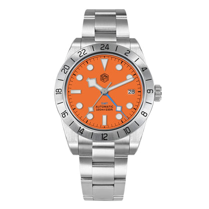 Relógio mecânico automático San Martin New 39mm NH34 BB GMT, relógio desportivo, safira, luminoso, impermeável 100m, para homem, Relogio SN0054