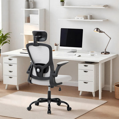 Ergonomic High Back Mesh Office Chair Adjustable 2D Headrest Lumbar Support Rotatable Arms Reclining Swivel Desk Chair for Home