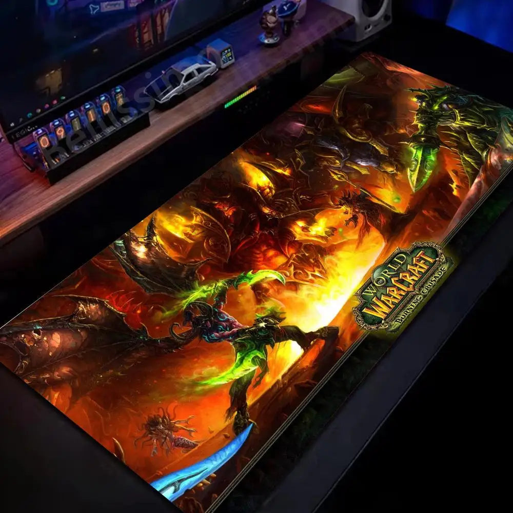 Velká gumová podložka pod myš a klávesnici Natural Horde Alliance HD World Of Warcraft Gaming, s rychlým povrchem a obšitými okraji