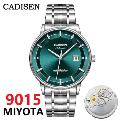 CADISEN Ultra-thin Mechanical Wristwatch Japan MIYOTA 9015 Top Brand Luxury Single-dome Sapphire Crystal Automatic Watch Man