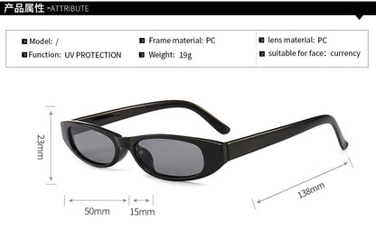Popular Small Narrow Cat Eye Sunglasses Women Men's Luxury Brand Black Red Sun Glasses Retro Tiny Rectangle Candy Shades