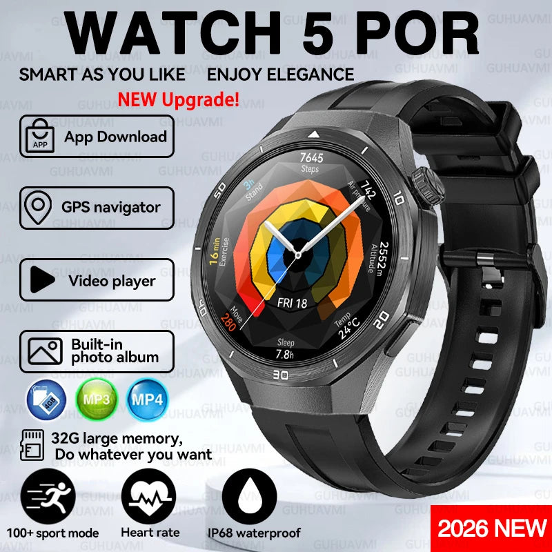 2026 New Watch 5 Pro Genuine Smart Watch GPS Map Navigation NFC Call 32GB memory Clock Built-in Video Music playback Smart Watch