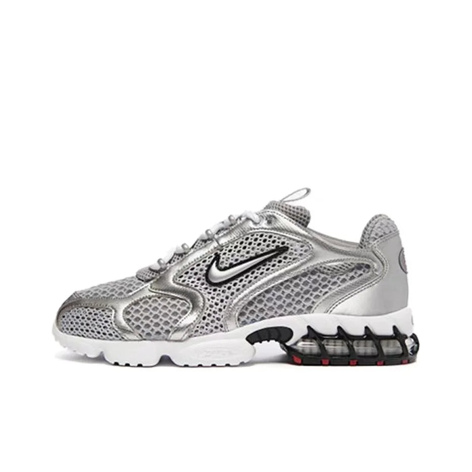 Nike Air Zoom Spiridon Cage 2 Scarpe casual unisex basse Abbigliamento sportivo Grigio e rosso Resistenti all'usura Calzature lifestyle CJ1288-600