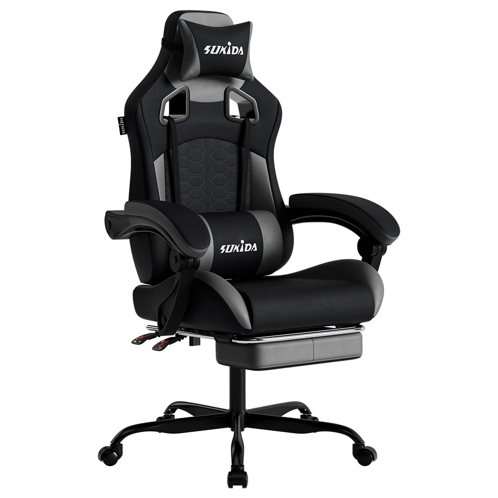 SUKIDA Ergonomic Racing Gaming Chair Adjustable Swivel with Headrest and Lumbar Support for Office and Gaming