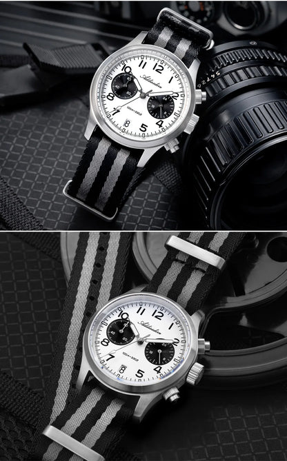 ADDIESDIVE 2025 New Panda Eye Men's Watches Retro Luxury VK64 Quartz Watch For Men Sport Chronograph 100M Waterproof Luminous