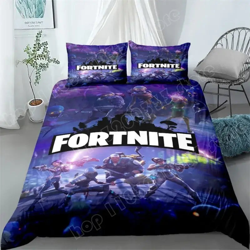 Fortnite Bedding Set 3pcs 3D Printed Bedroom Bed Linens Game Cartoon Decorative Bedding Duvet Cover Pillowcase Birthday Gift
