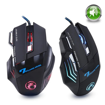 Trådbunden gamingmus för gamer, datormus med RGB-bakbelysning, ergonomisk och tyst mus med LED-belysning, 7 knappar, USB-mus för PC och stationär dator
