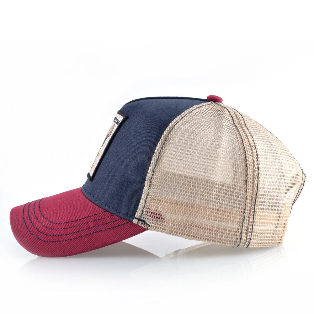 Gorras trucker de moda con parche bordado de cabra, snapback para las cuatro estaciones, gorra de béisbol para hombre y mujer con visera ajustable