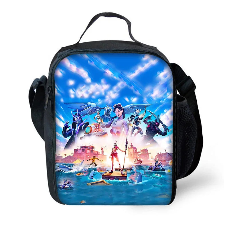 Classic Game FortniteS Child Insulated Large Capacity Bag for Boy Girl Student Outdoor Picnic Resuable Thermal Cooler Lunch Box