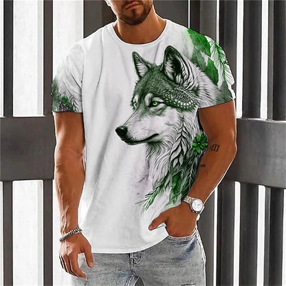 Modni muški T-shirt kratkih rukava s okruglim izrezom, T-shirt s 3D printom vuka, muški ležerni sportski T-shirt kratkih rukava, ulični top