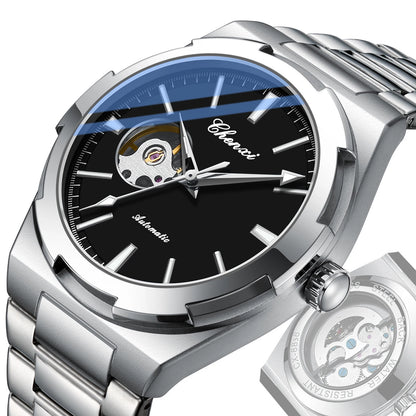 Men's Fully Automatic Mechanical New Trend Steel Strip Business Hollow Waterproof Male Fashion Wristwatches High End Gifts