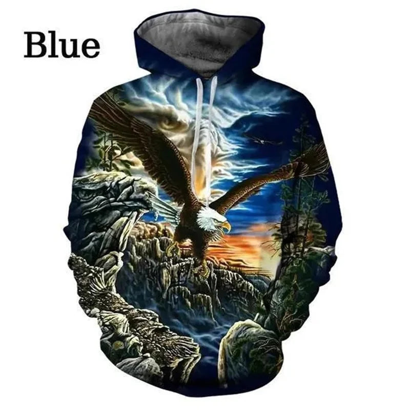 US Eagle Graphic Hoodie Men’s Clothing 3D Bald Eagle Printing Hoodies Women Pullovers Harajuku Fashion Y2K Tops Hoody Sweatshirts