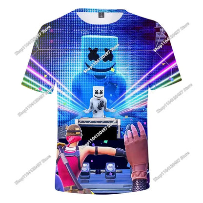 T-shirt 3D Halloween Peely per ragazzi e ragazze, maglietta natalizia Fortnite, Battle Royale Streetwear per bambini, Victory Game, T-shirt da uomo, abbigliamento