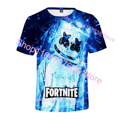 Summer T-shirt Raven Ultima Knight Fortnite T-Shirt, 3D Print Banana Peely Men’s Tee, Battle Royale Game Tops, Birthday Gifts
