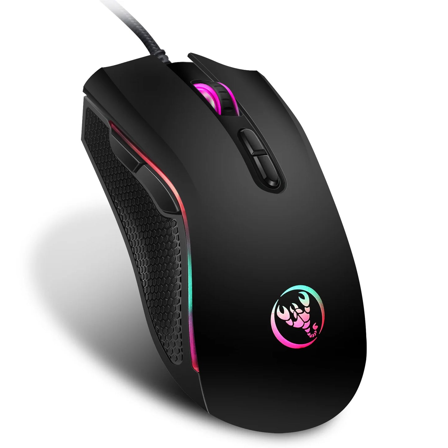 Mouse profesional de gaming optic, premium, cu iluminare LED în 7 culori intense și design ergonomic, 3200 DPI, pentru gameri LOL și CS