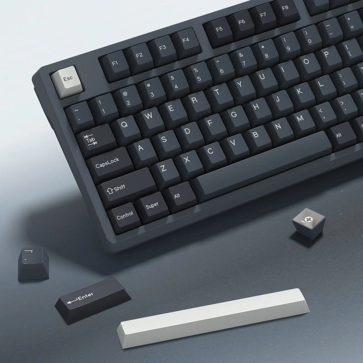 KBDiy 174 Tasten/Set PBT GMK Apollo Tastenkappen, Double-Shot, minimalistisches ISO-Cherry-Profil, für mechanische Gaming-Tastaturen, Tastenkappen für MX