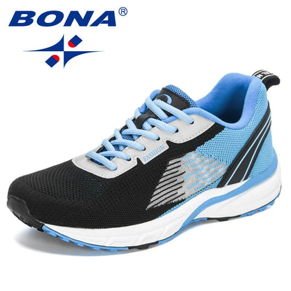 BONA – Pantofi sport pentru bărbați, model popular, cu parte superioară din plasă țesută, pentru alergare, jogging și plimbare, cu șireturi